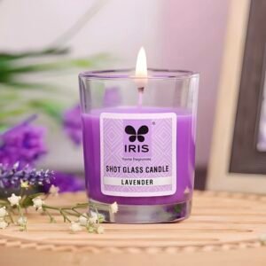 iris shot glass scented candle lavender