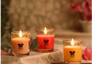 damask rose peach pomergranate& mango sorbet shot class candle